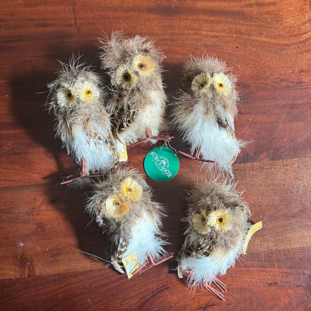 Lot of 5 Realistic Feathered Owl 5" Christmas Hanging  Ornaments